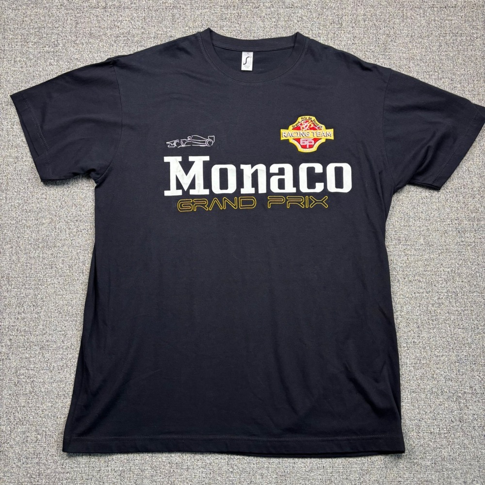 Monaco Grand Prix Racing Team Graphic T-Shirt Mens XL Black F1